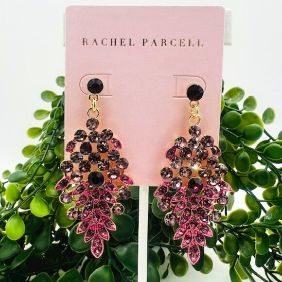 Rachel Parcell Feminine Pink/Lavender Rhinestone Pierced Earrings, NWT - Picture 1 of 4